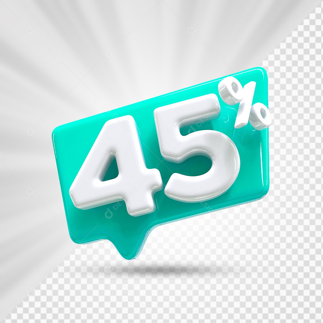 Caixa de Desconto Número 3D 45% Azul Marinho Elemento Para Composição PSD