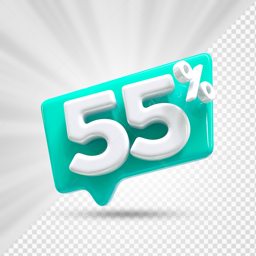 Caixa de Desconto Número 3D 55% Azul Marinho Elemento Para Composição PSD