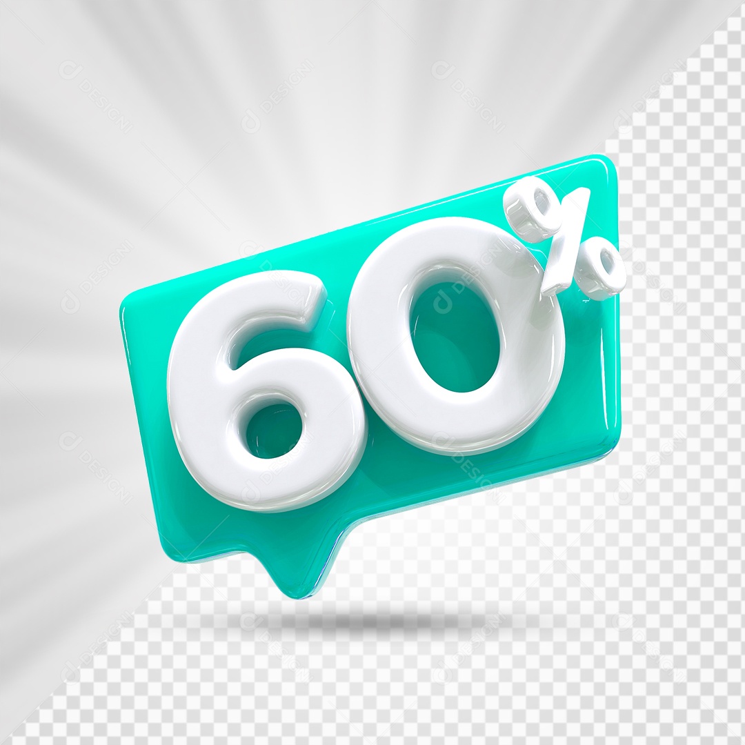 Caixa de Desconto Número 3D 60% Azul Marinho Elemento Para Composição PSD