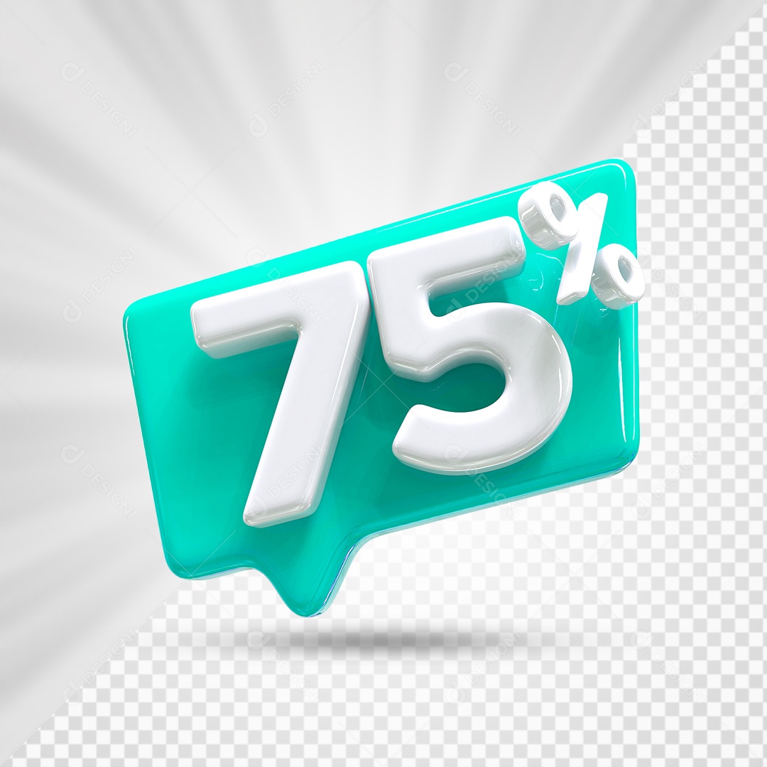 Caixa de Desconto Número 3D 75% Azul Marinho Elemento Para Composição PSD