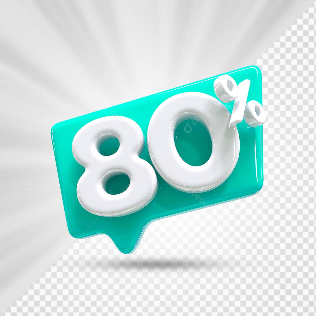 Caixa de Desconto Número 3D 80% Azul Marinho Elemento Para Composição PSD