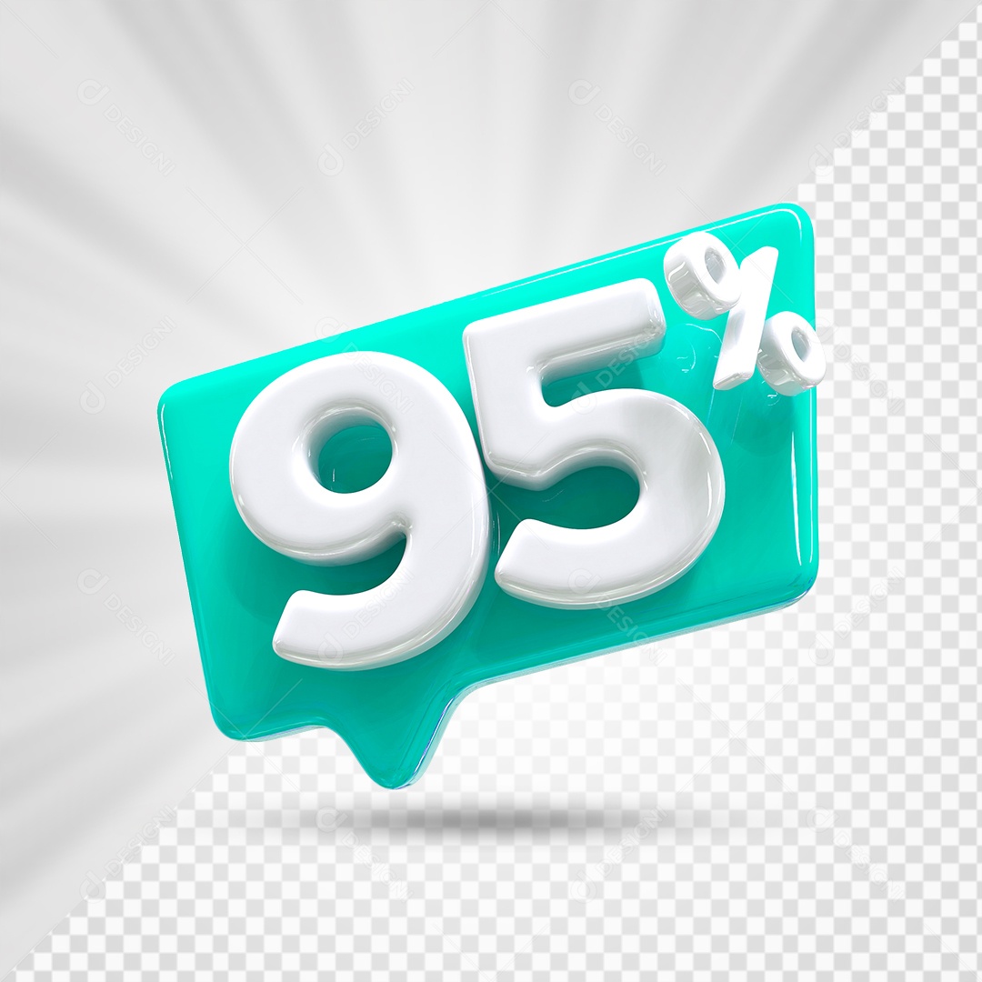 Caixa de Desconto Número 3D 95% Azul Marinho Elemento Para Composição PSD