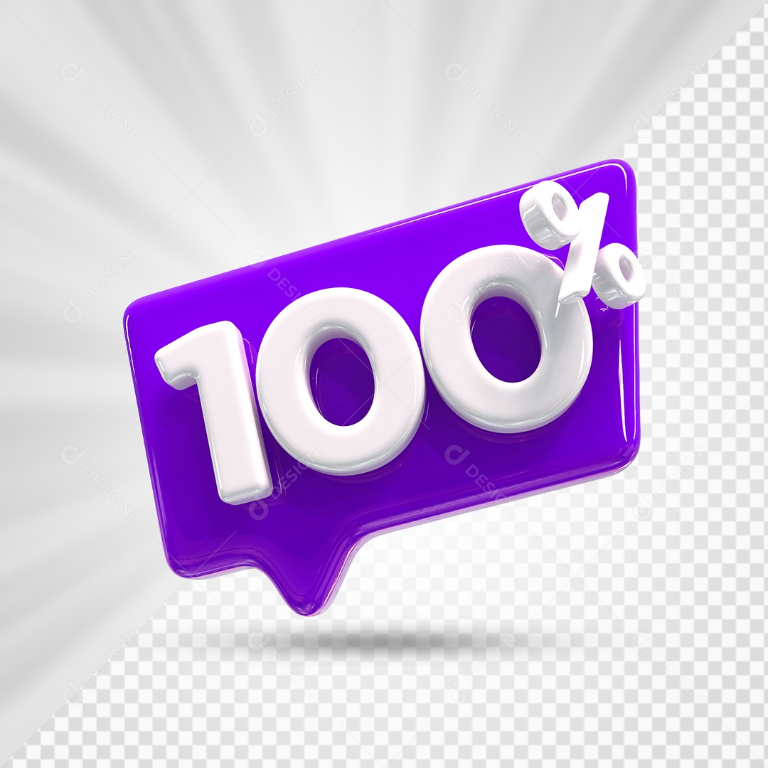 Caixa de Desconto Número 3D 100% Roxo Elemento Para Composição PSD