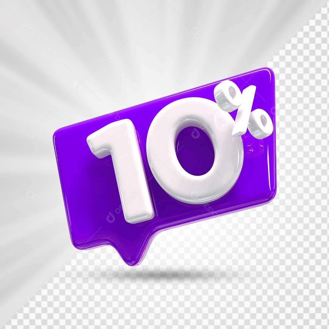 Caixa de Desconto Número 3D 10% Roxo Elemento Para Composição PSD