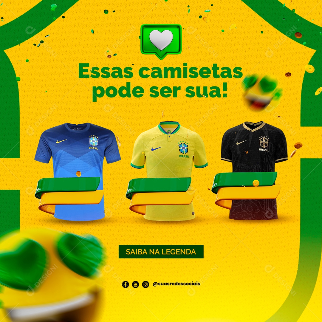 Essas Camisetas pode ser Sua Loja de Camisas de Time Social Media PSD Editável