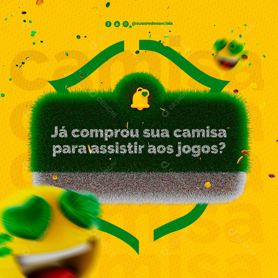 Já Comprou sua Camisa para Assistir aos Jogos Loja de Camisas de Time Social Media PSD Editável