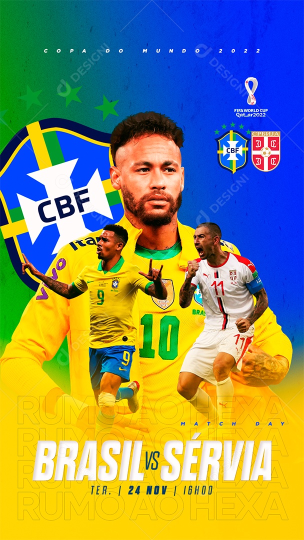Flyer Stories Copa do Mundo Brasil x Servia PSD Editável