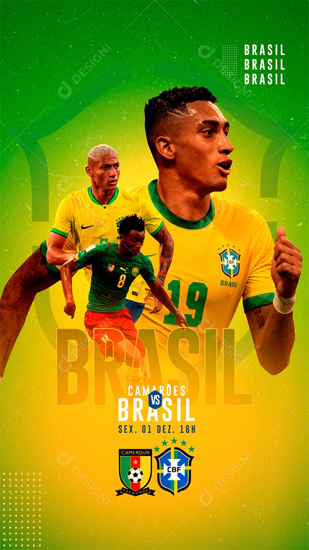 Flyer Stories Copa do Mundo Camarões x Brasil PSD Editável