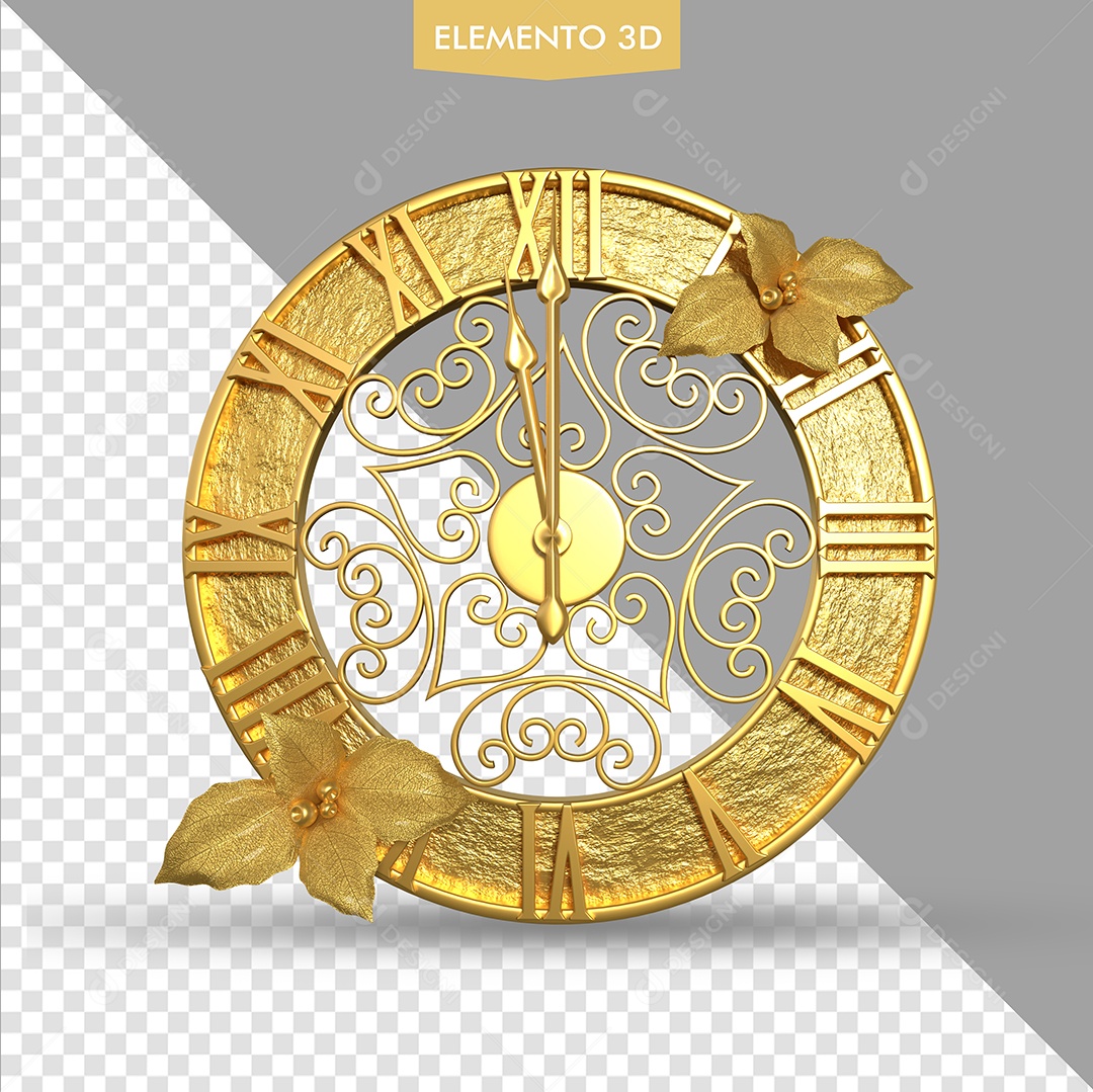 Elemento 3D Relógio Para Composição PSD