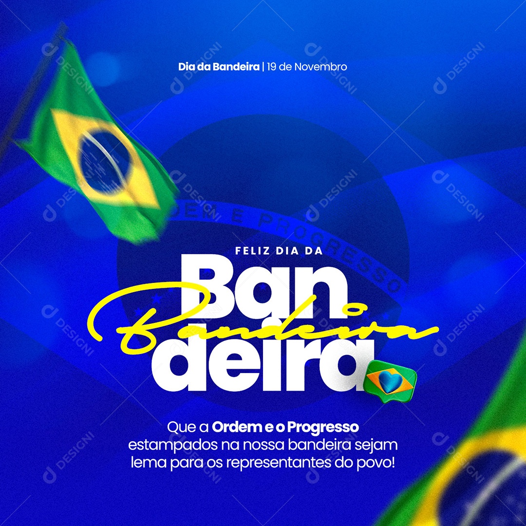 Dia da Bandeira do Brasil 19 de Novembro Social Media PSD Editável