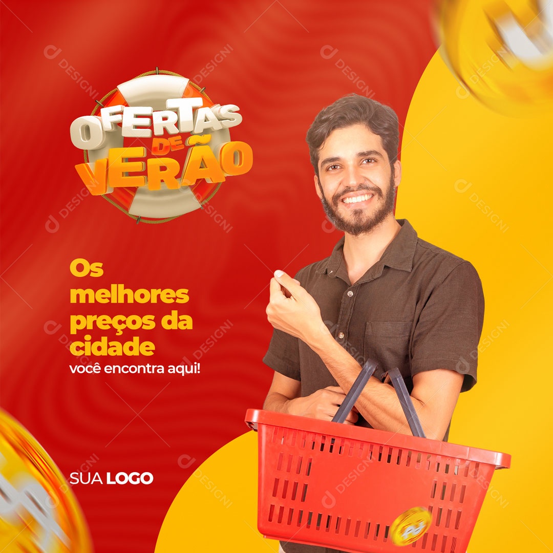 Os Melhores Preços da Cidade você Encontra Aqui! Supermercado Social Media PSD Editável