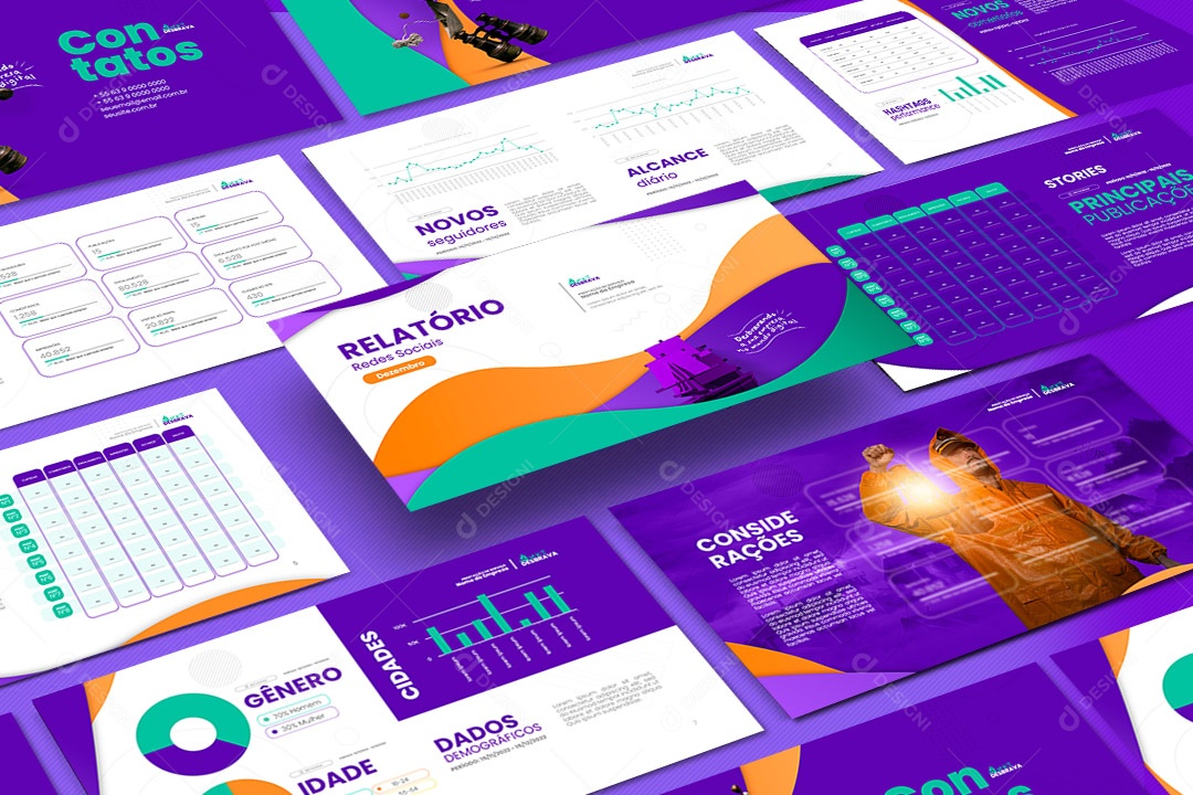 Relatório de Marketing Digital Para Redes Sociais PSD Editável