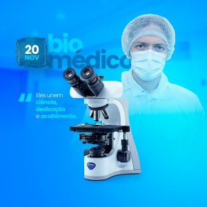 Eles unem Ciência, Dedicação e Acolhimento Feliz Dia do Biomédico Social Media PSD Editável