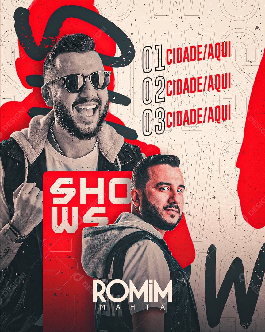 Social Media Flyer Próximos Shows Cantor Romim Mahta PSD Editável
