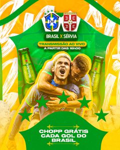 Transmissão ao Vivo Brasil x Sérvia Distribuidora de Bebidas Social Media PSD Editável