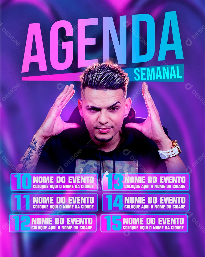 Social Media Flyer Agenda Semanal PSD Editável