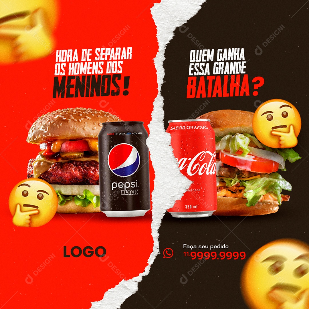 Quem Ganha essa Grande Batalha Hamburgueria Social Media PSD Editável
