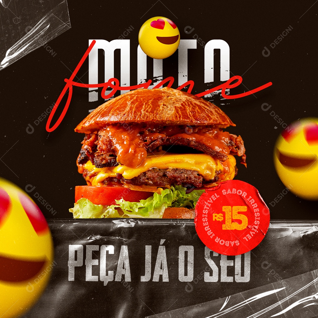 Mata Fome Peça Já o Seu Hamburgueria Social Media PSD Editável