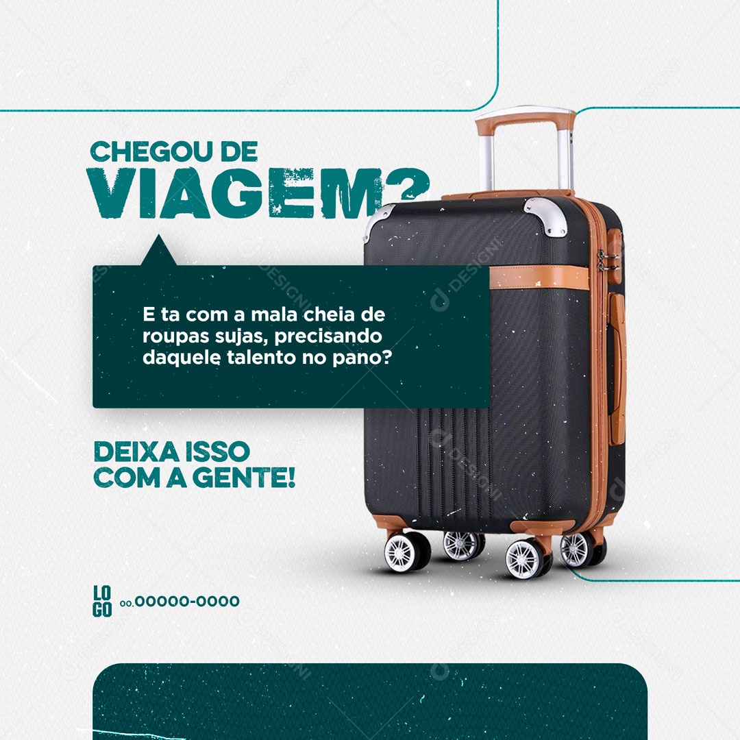Chegou de Viagem com Roupas Sujas? Lavanderia Social Media PSD Editável