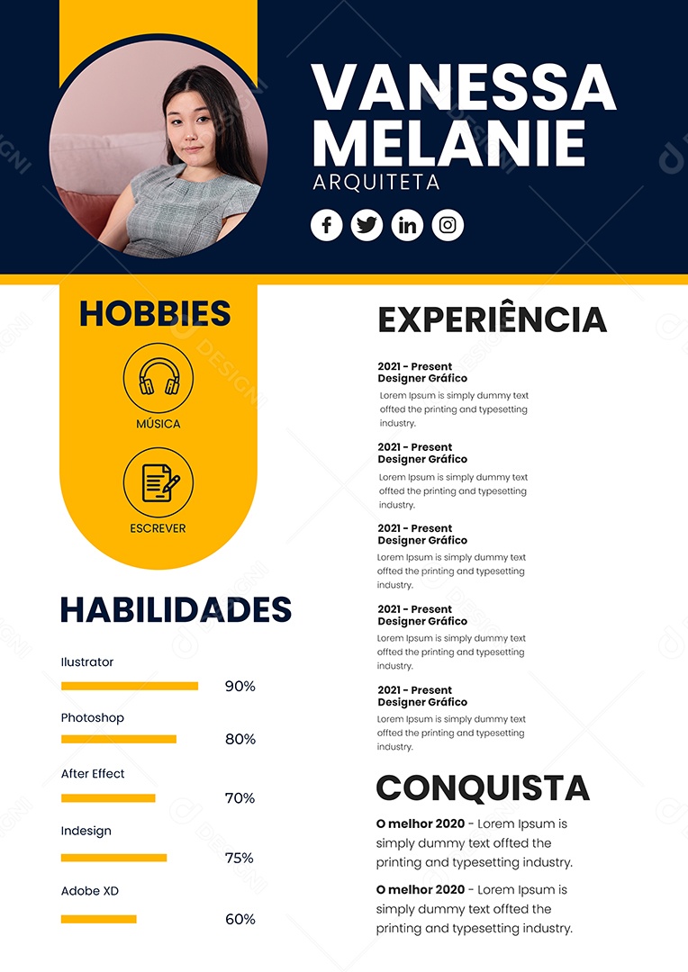 Modelo de Currículo Arquiteta PSD Editável