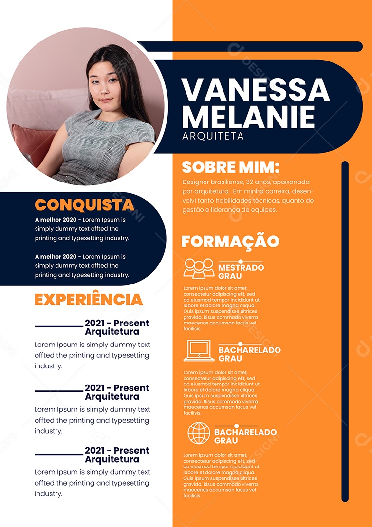 Modelo de Currículo Arquiteta PSD Editável