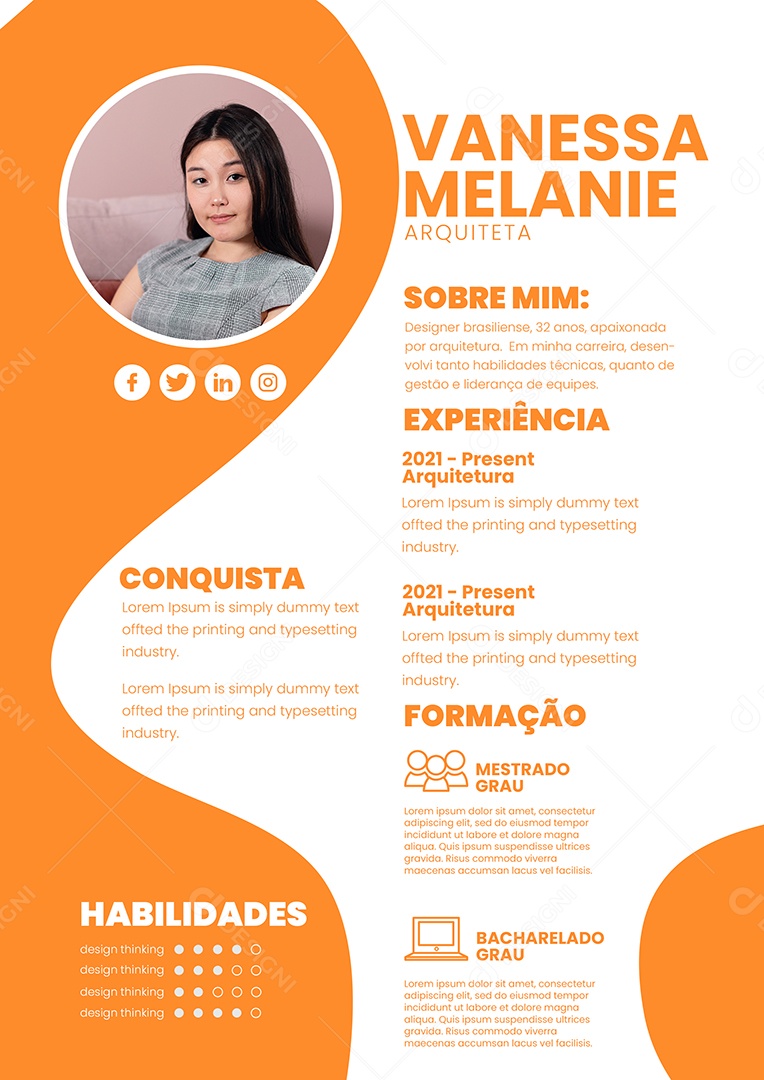 Modelo de Currículo Arquiteta PSD Editável
