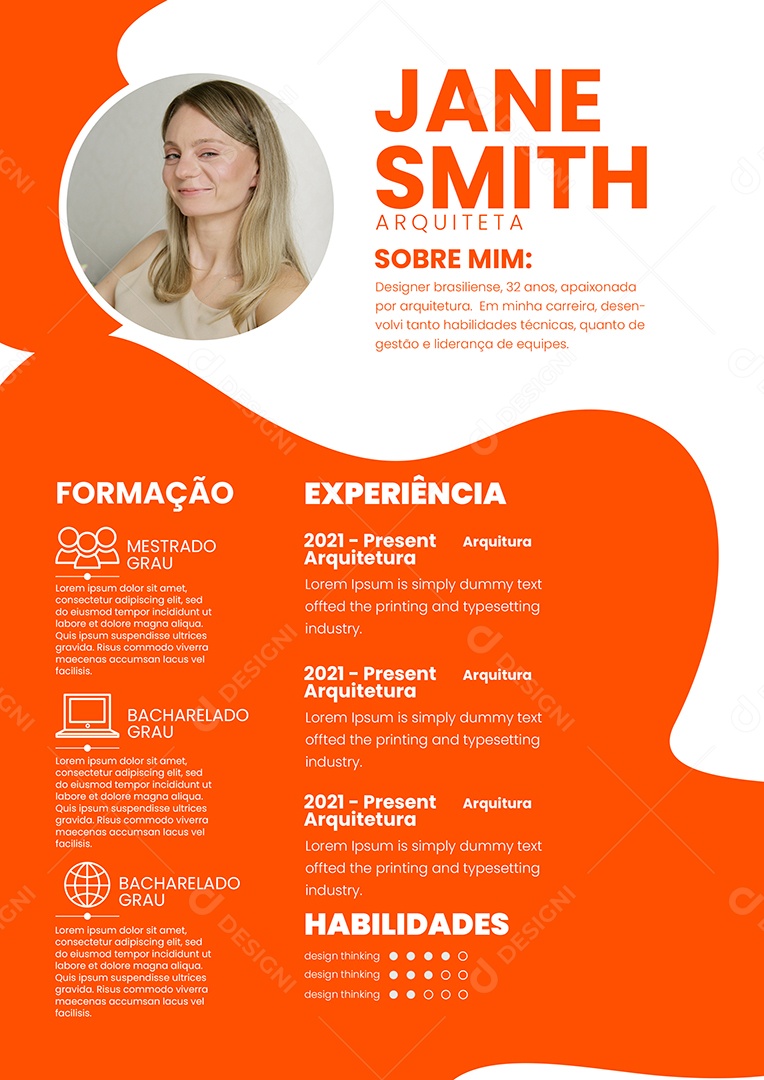 Modelo de Currículo Arquiteta PSD Editável