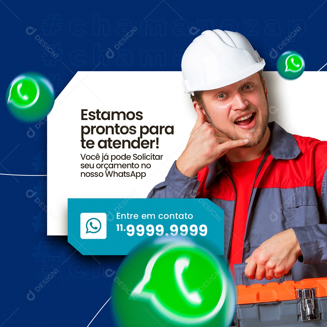 Estamos Prontos para te Atender Vidraçaria Social Media PSD Editável