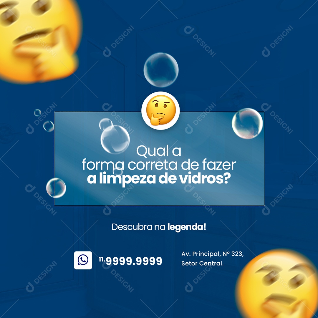 Qual a Forma Correta de Fazer a Limpeza de Vidros Vidraçaria Social Media PSD Editável