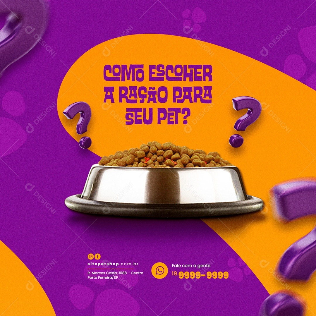 Pet Shop Como Escolher a Ração para seu Pet Social Media PSD Editável