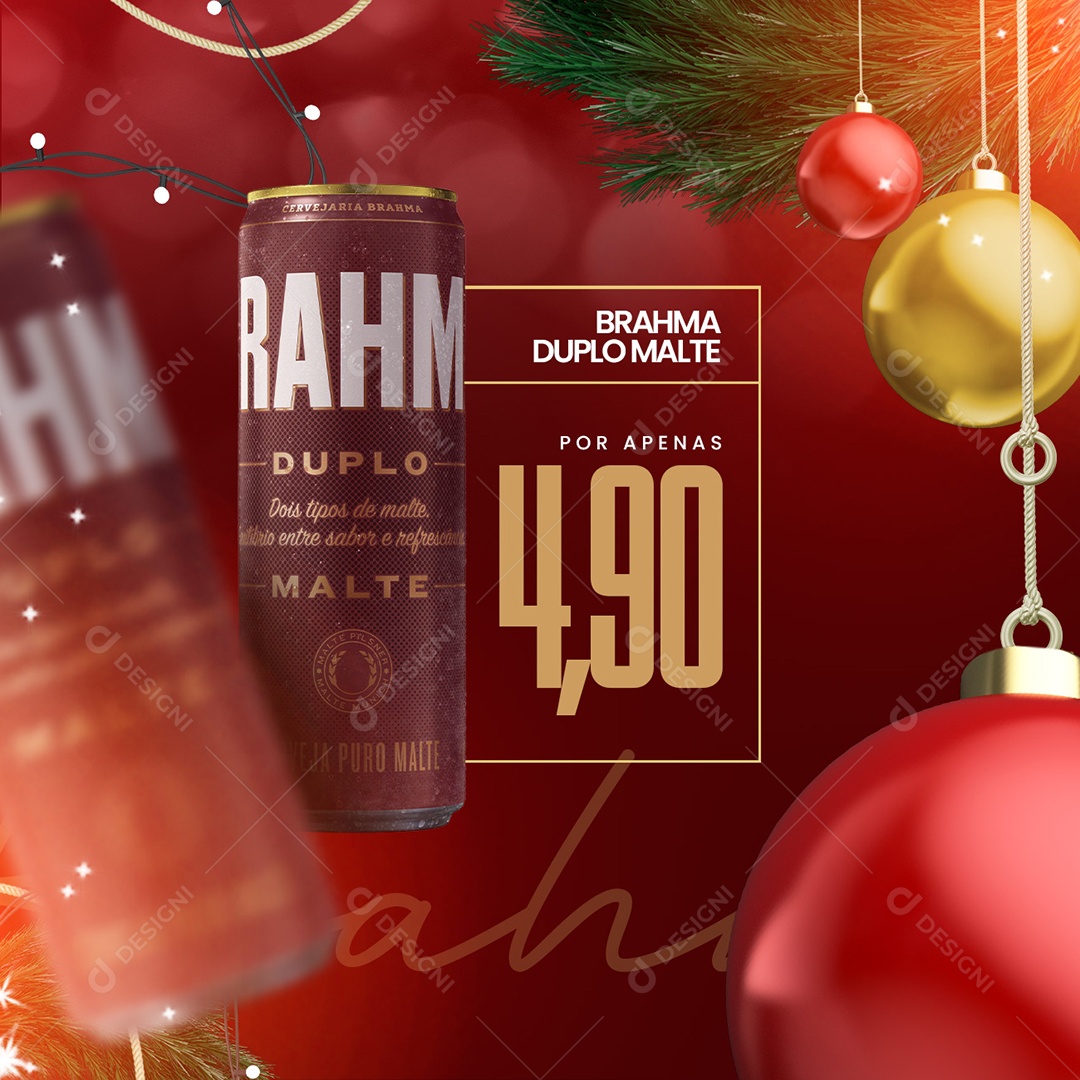 Social Media Cervejaria Oferta de Natal Cerveja Brahma PSD Editável