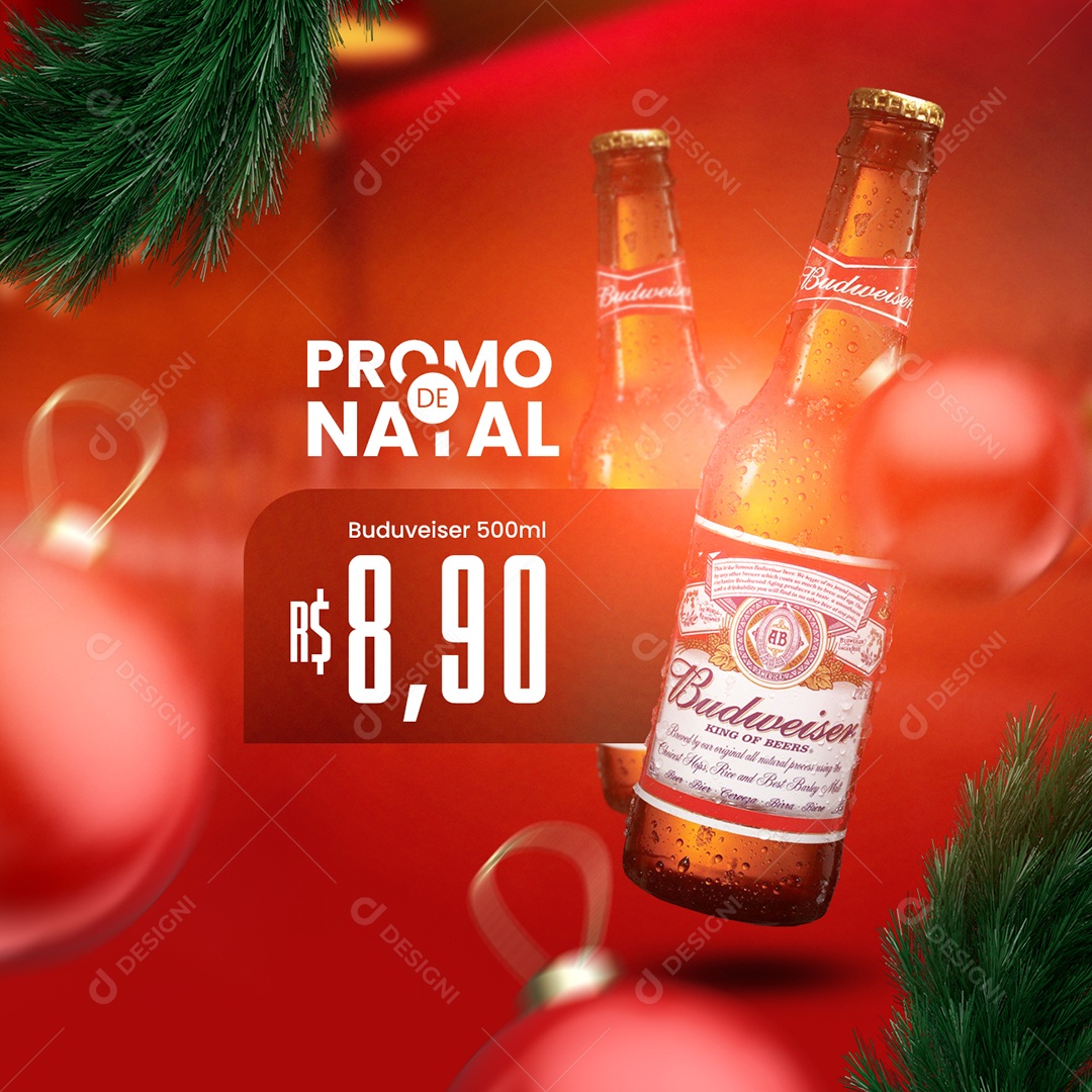 Social Media Promo de Natal Cervejaria Budweiser PSD Editável