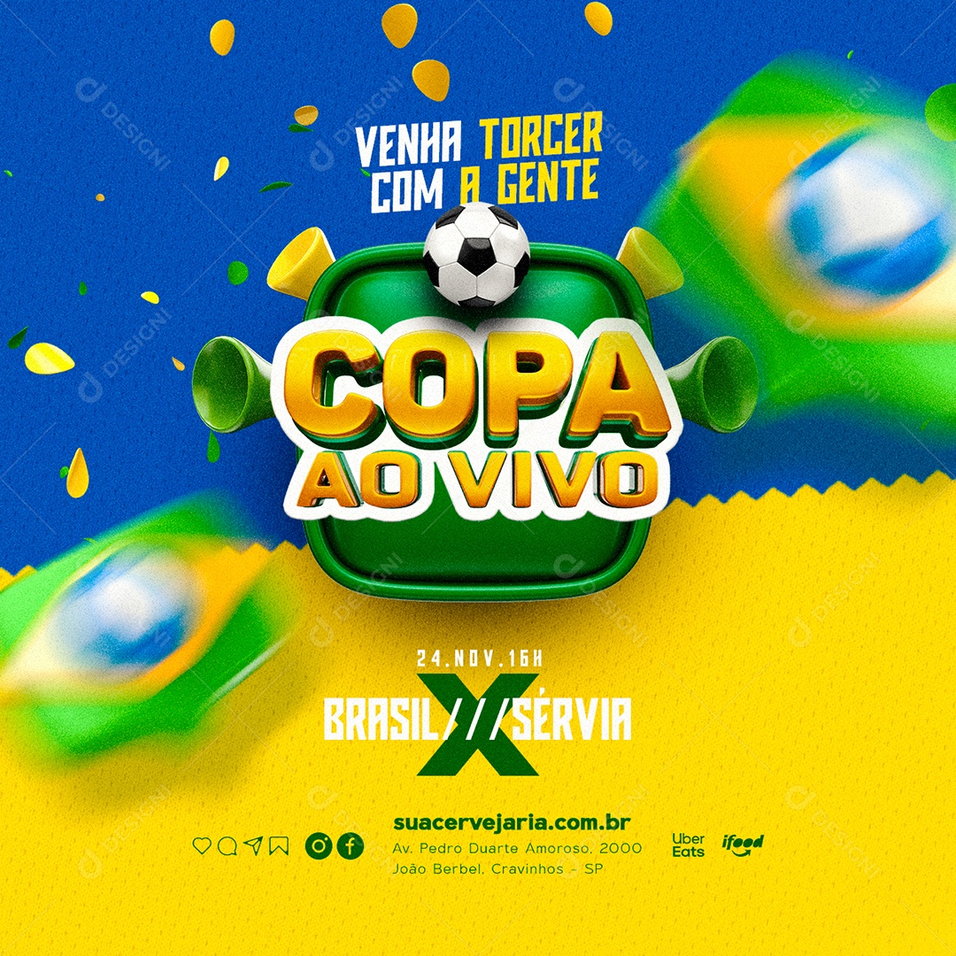 Venha Torcer com a Gente Cervejaria Copa do Mundo Social Media PSD Editável