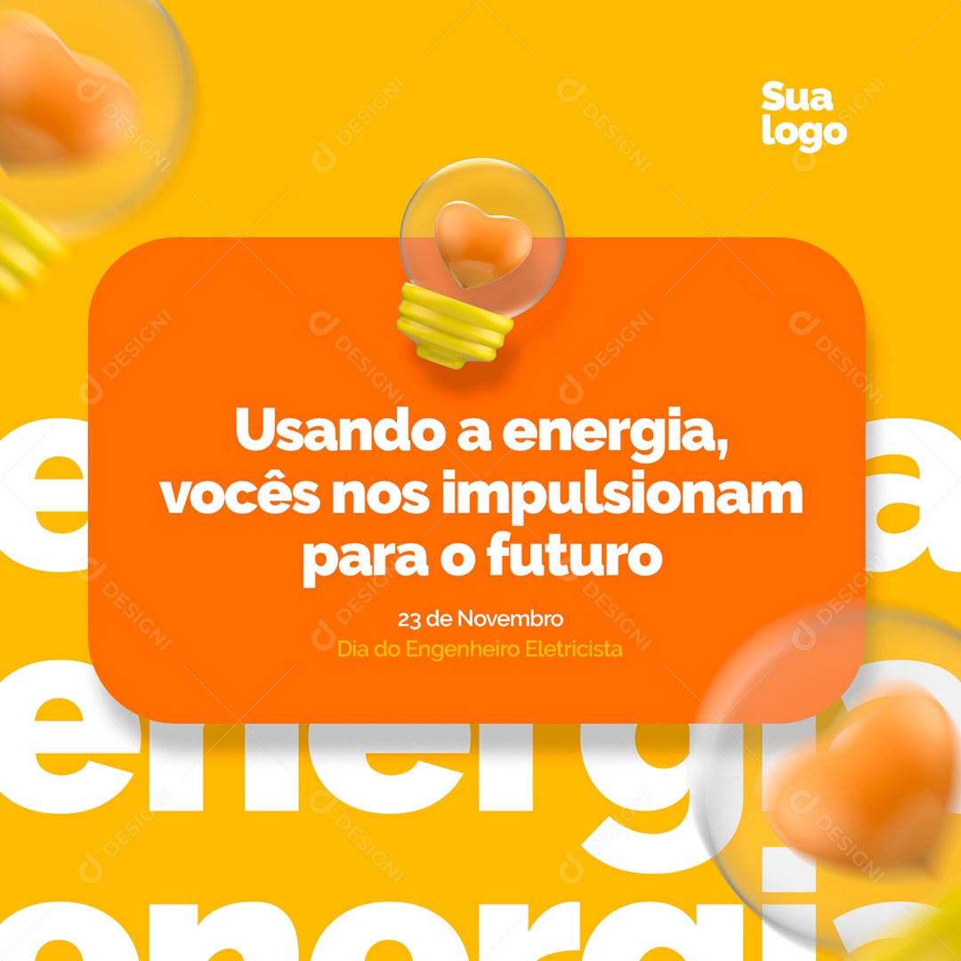Vocês nos Impulsionam para o Futuro Dia do Engenheiro Eletricista Social Media PSD Editável