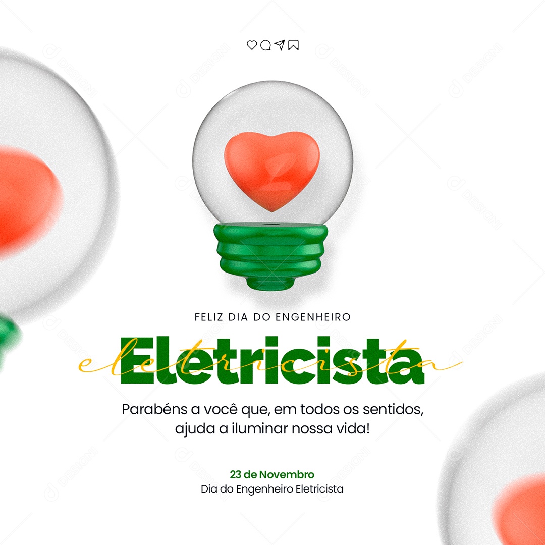 Feliz Dia do Engenheiro Eletricista 23 de Novembro Social Media PSD Editável