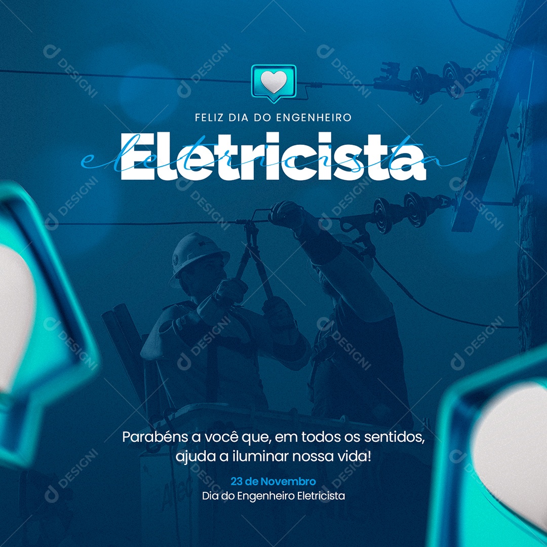 Parabéns a Você Dia do Engenheiro Eletricista Social Media PSD Editável