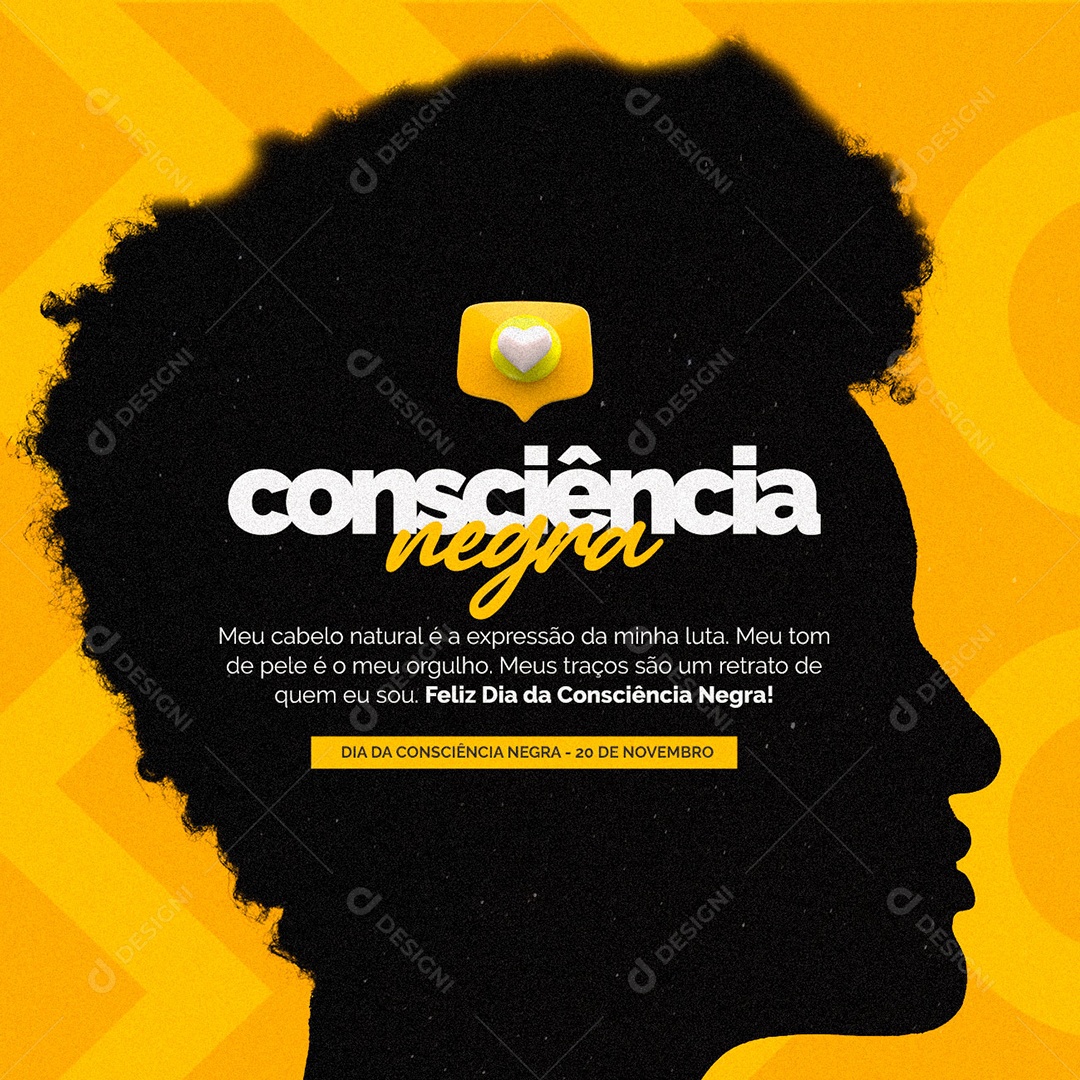 Meu Cabelo Natural é a Expressão da Minha Luta Dia da Consciência Negra Social Media PSD Editável