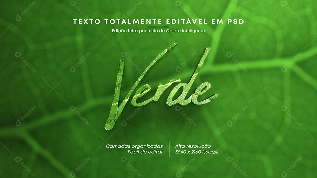 Efeito de Texto Verde PSD Editável