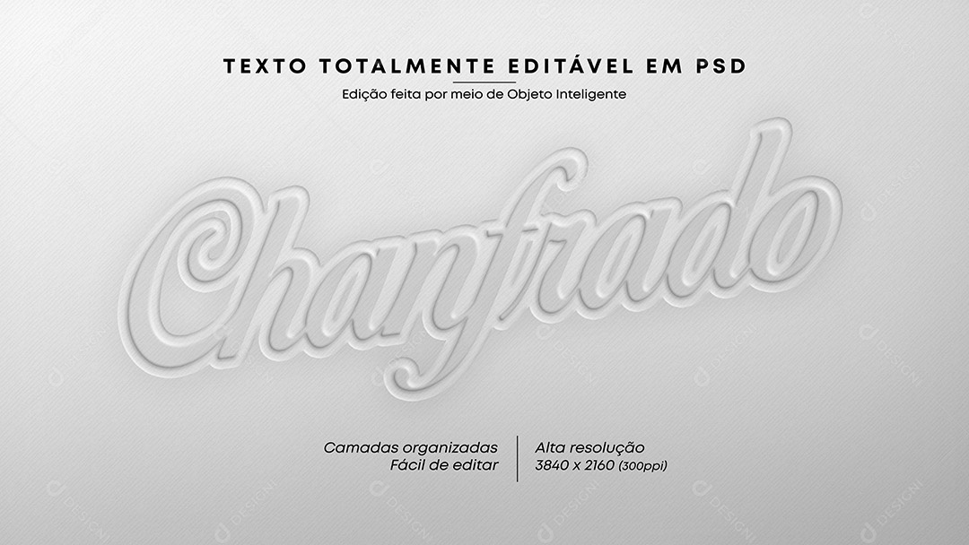 Efeito de Texto 3D Chanfrado PSD Editável
