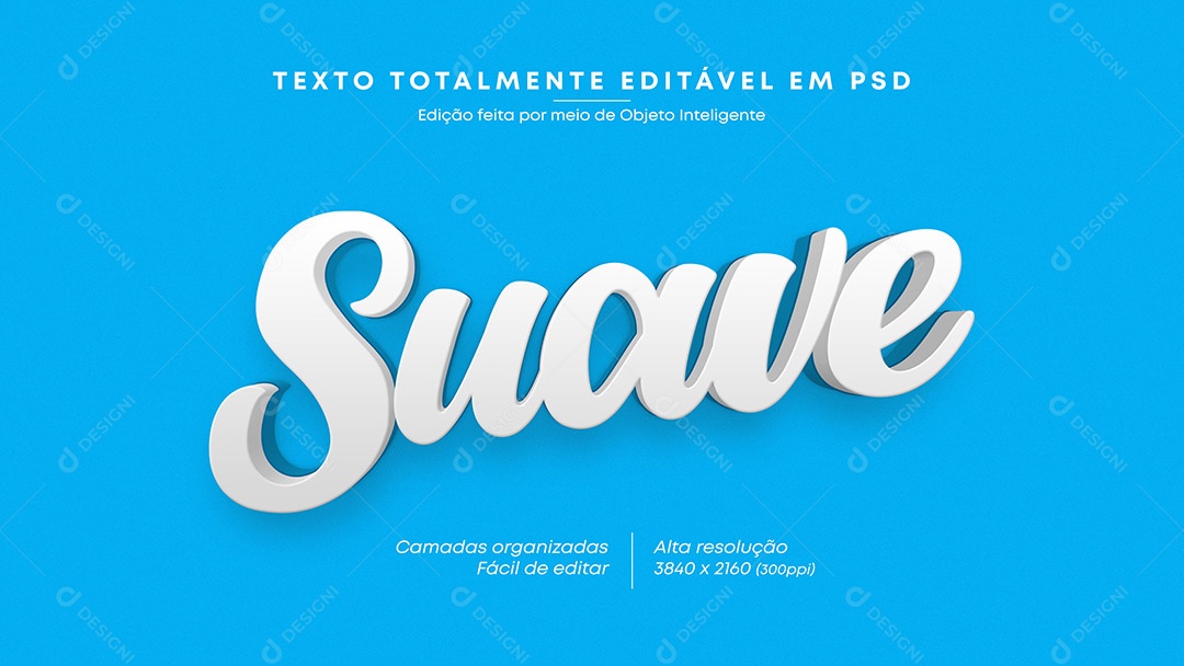 Efeito de Texto 3D Suave PSD Editável