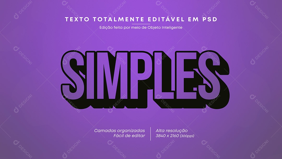 Efeito de Texto 3D Simples PSD Editável