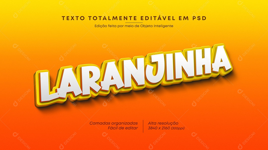 Efeito de Texto 3D Laranjinha PSD Editável
