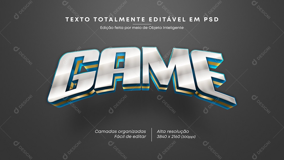 Efeito de Texto 3D Game PSD Editável