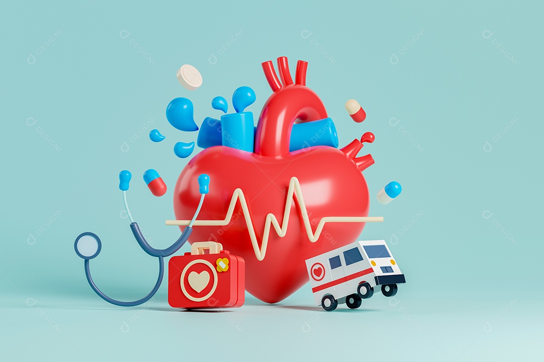 Conceito saúde do coração com estetoscópio médico