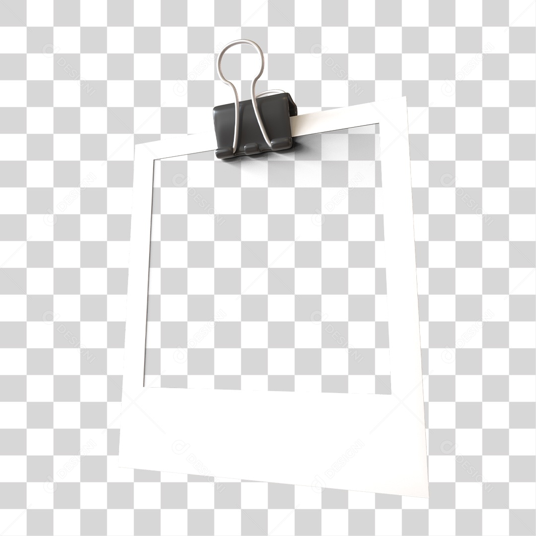 Elemento 3D Para Composição Moldura de Foto Polaroide PNG Transparente