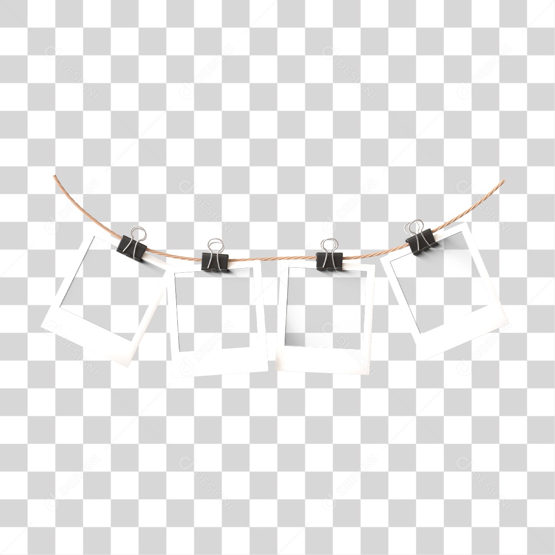 Elemento 3D Para Composição Moldura de Foto Polaroide PNG Transparente