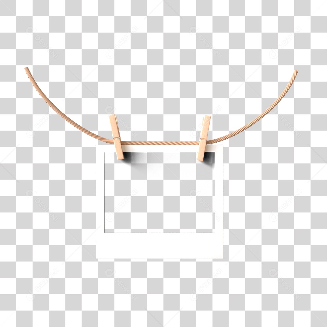 Elemento 3D Para Composição Moldura de Foto Polaroide PNG Transparente
