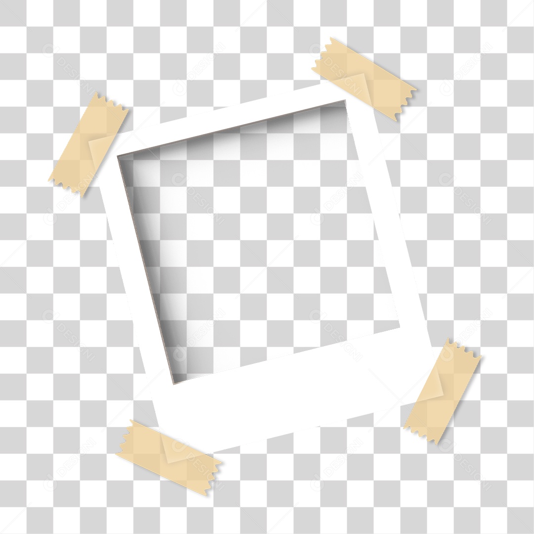 Elemento 3D Para Composição Moldura de Foto Polaroide PNG Transparente