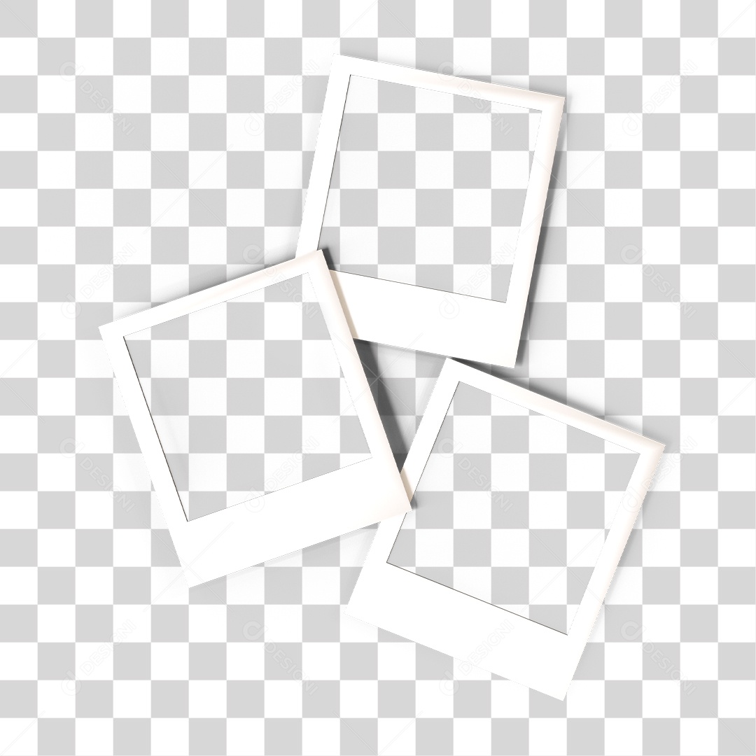 Elemento 3D Para Composição Moldura de Foto Polaroide PNG Transparente