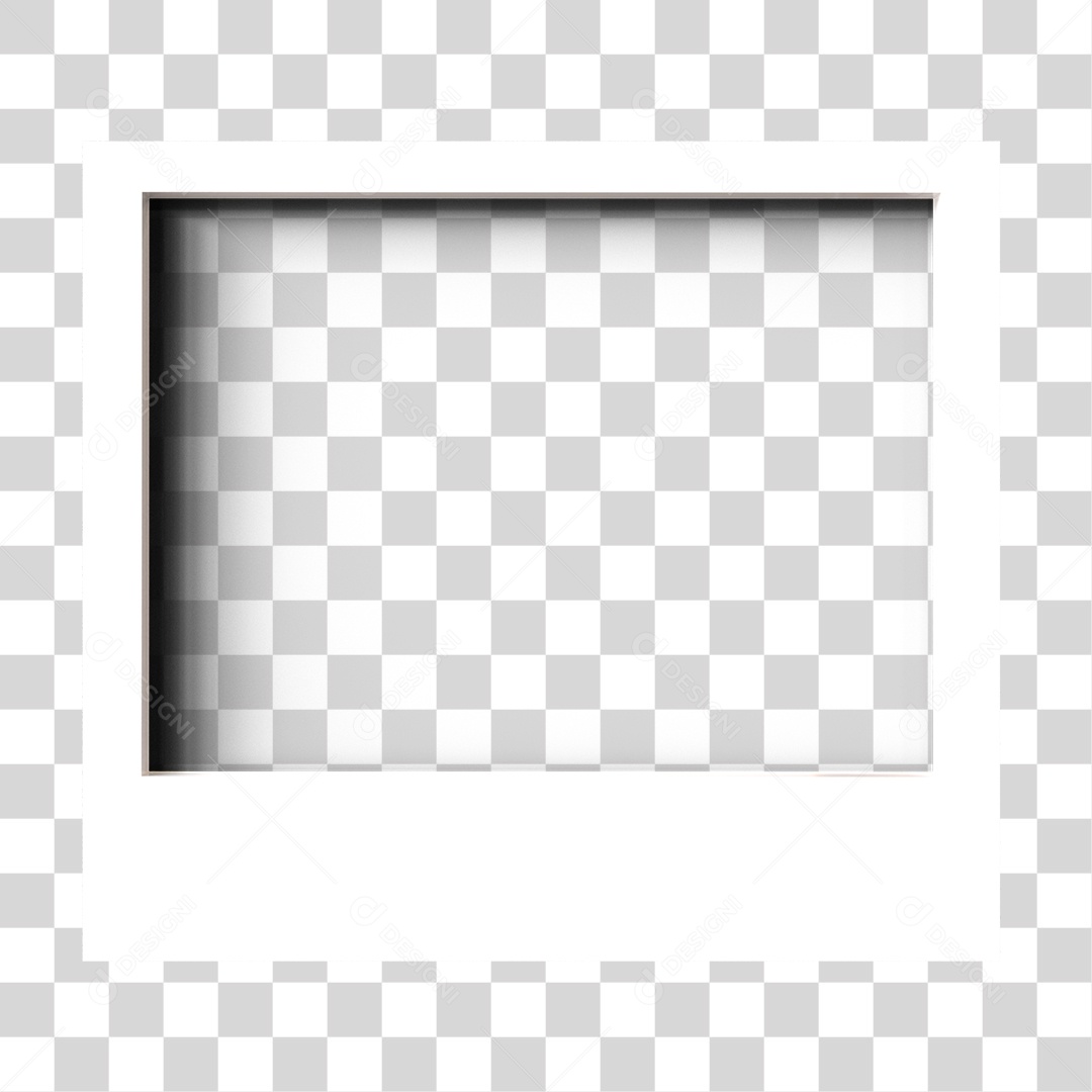 Elemento 3D Para Composição Moldura de Foto Polaroide PNG Transparente